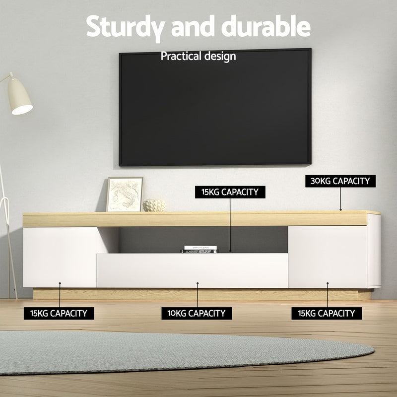 TV Cabinet Entertainment Unit Stand 180CM White Wood