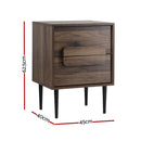 Bedside Table Nightstand 2 Drawers - Walnut