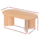 Artiss Coffee Table Oval 110CM Pine Alva