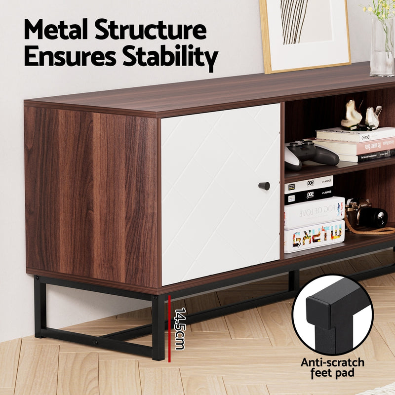 TV Unit 150cm Storage Shelves Walnut White