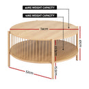 Artiss Coffee Table 2-Tier Round Wood