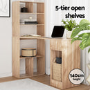 Computer Desk Bookshelf Drawer Cabinet Oak 120CM
