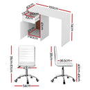 Computer Desk Office Chair Set PU Leather Home Study Table 100cm White