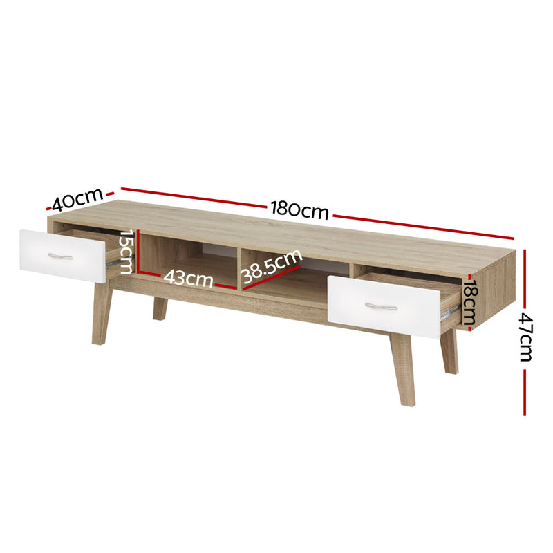 TV Cabinet Entertainment Unit 180cm Oak White Gary