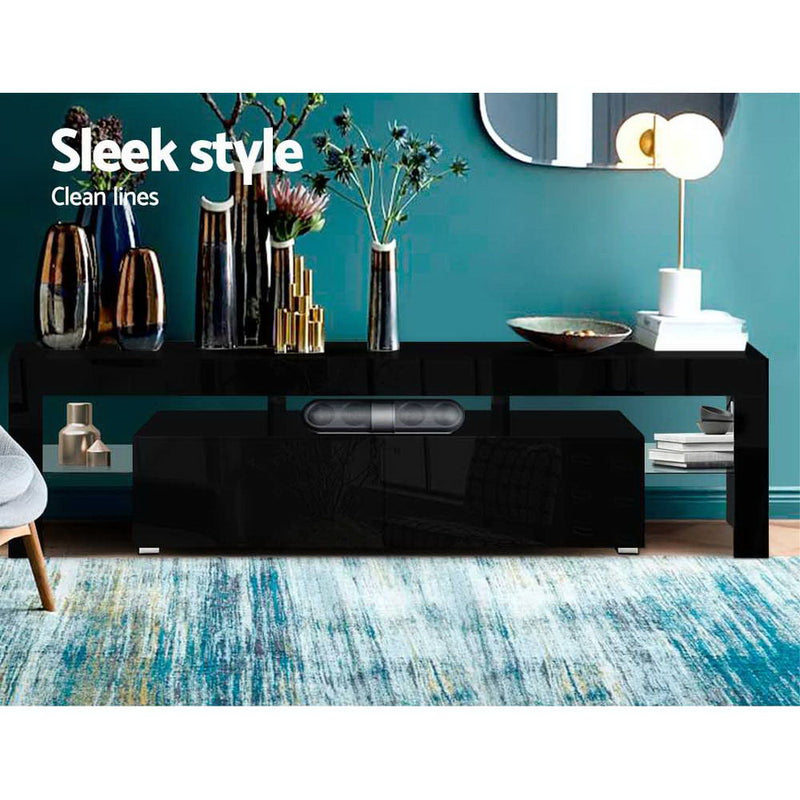 Entertainment Unit TV Cabinet LED 189cm Black Elo