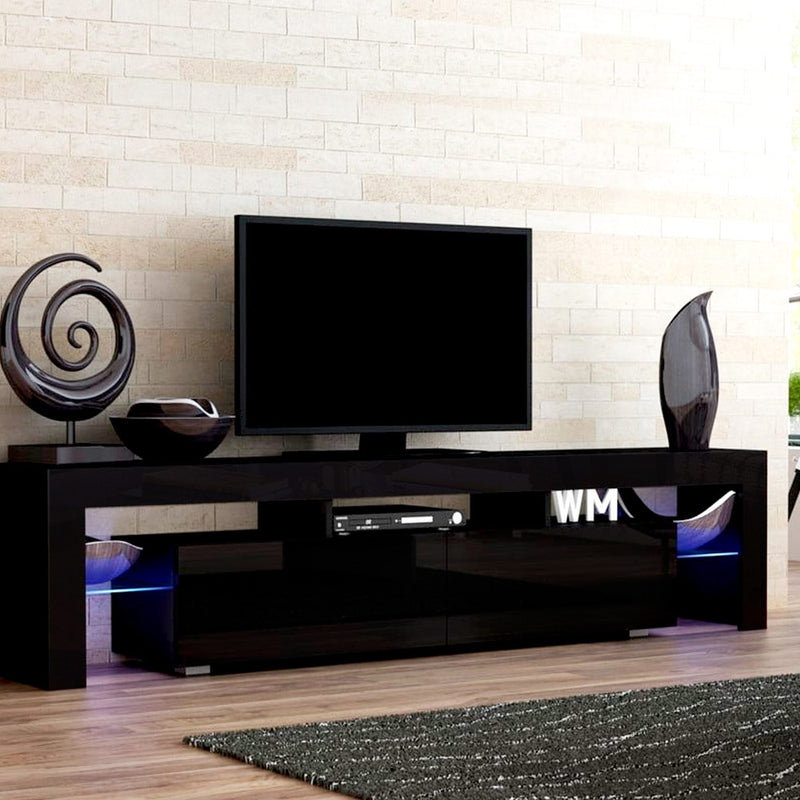 Entertainment Unit TV Cabinet LED 189cm Black Elo