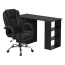 Computer Desk 120cm Executive Office Chair Set PU Leather High Back Black
