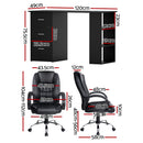 Computer Desk 120cm Executive Office Chair Set PU Leather High Back Black