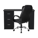Computer Desk 120cm Executive Office Chair Set PU Leather High Back Black