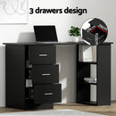 Computer Desk 120cm Executive Office Chair Set PU Leather High Back Black