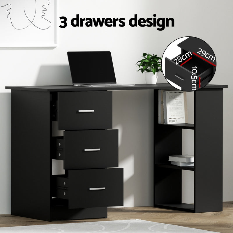 Computer Desk 120cm Executive Office Chair Set PU Leather High Back Black