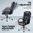 Computer Desk 120cm Executive Office Chair Set PU Leather High Back Black