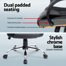 Computer Desk 120cm Executive Office Chair Set PU Leather High Back Black