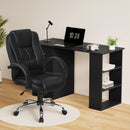Computer Desk 120cm Executive Office Chair Set PU Leather High Back Black