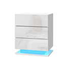 Bedside Table LED 3 Drawers - MORI White