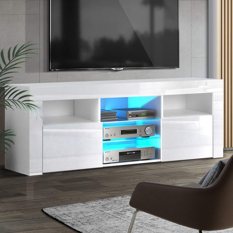 Entertainment Unit TV Cabinet LED 160cm White Bobi