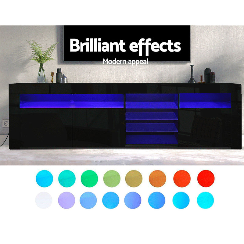 Entertainment Unit TV Cabinet LED 180cm Black Bobi