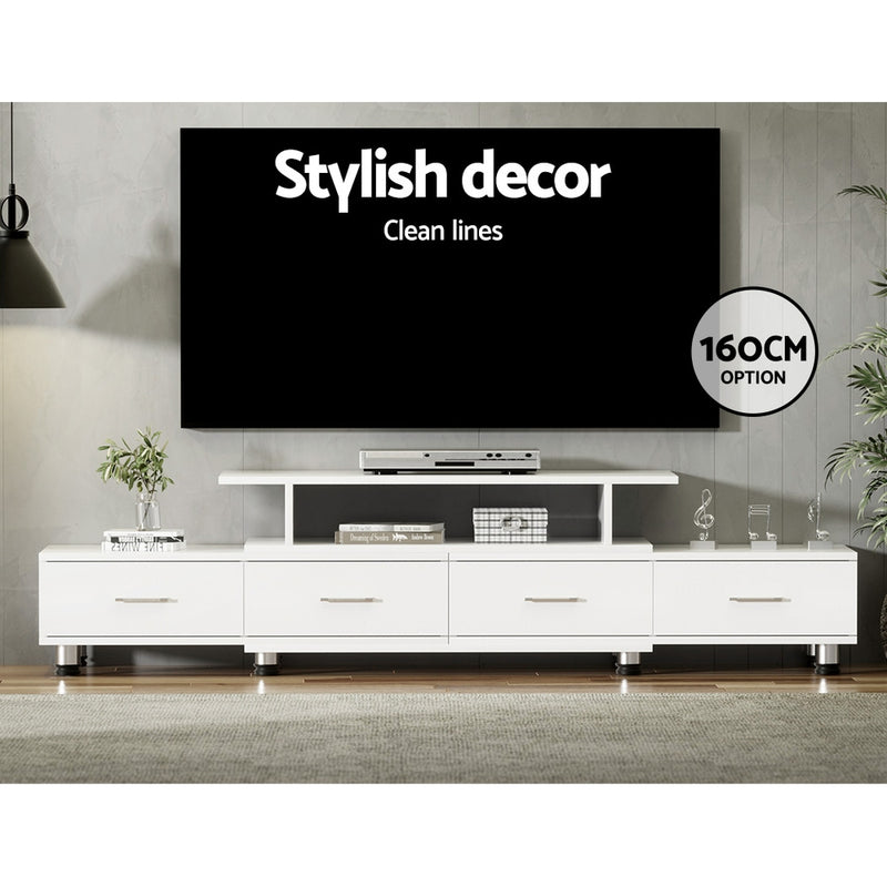 TV Cabinet Entertainment Unit Extendable 160CM To 220CM White