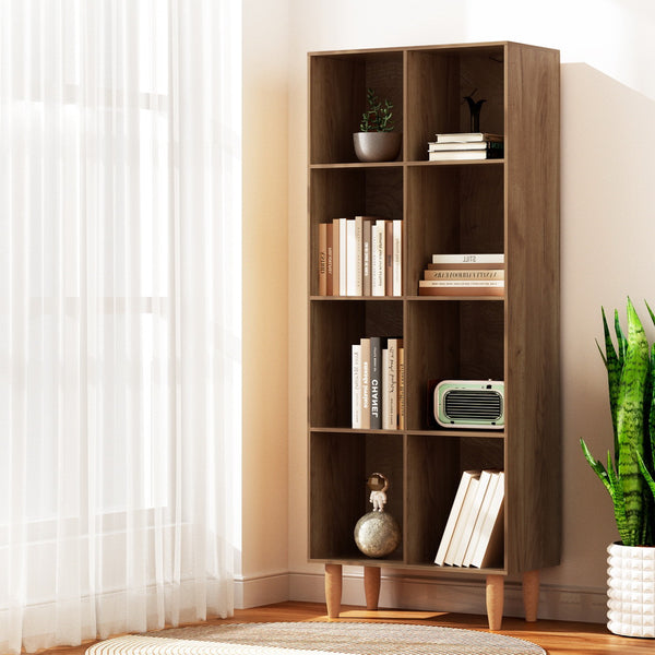 Bookshelf Bookcase 4 Tiers LEOR Walnut