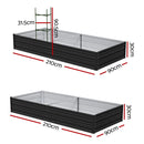 Raised Garden Bed 2 Pcs 210x90cm Planter Box Container Galvanised Metal Outdoor