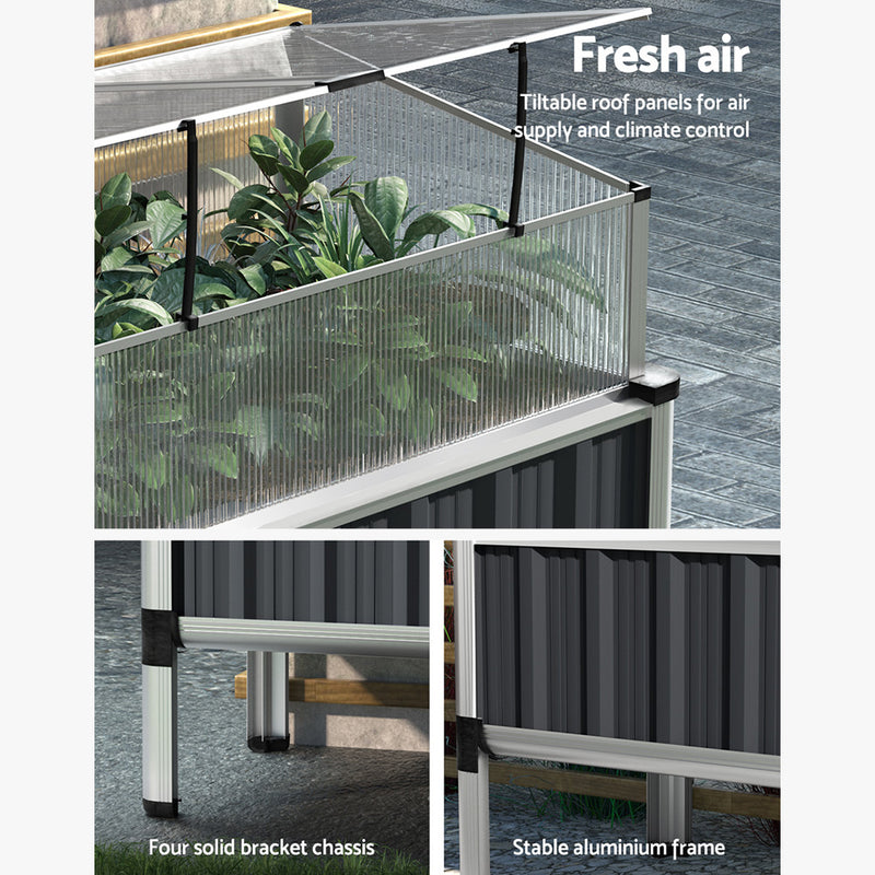 Garden Bed 80x49x74cm Greenhouse Planter Box Raised Galvanised Herb