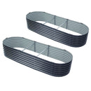 2x Raised  Garden Bed 240X80X42cm Oval Planter Box Container Galvanised