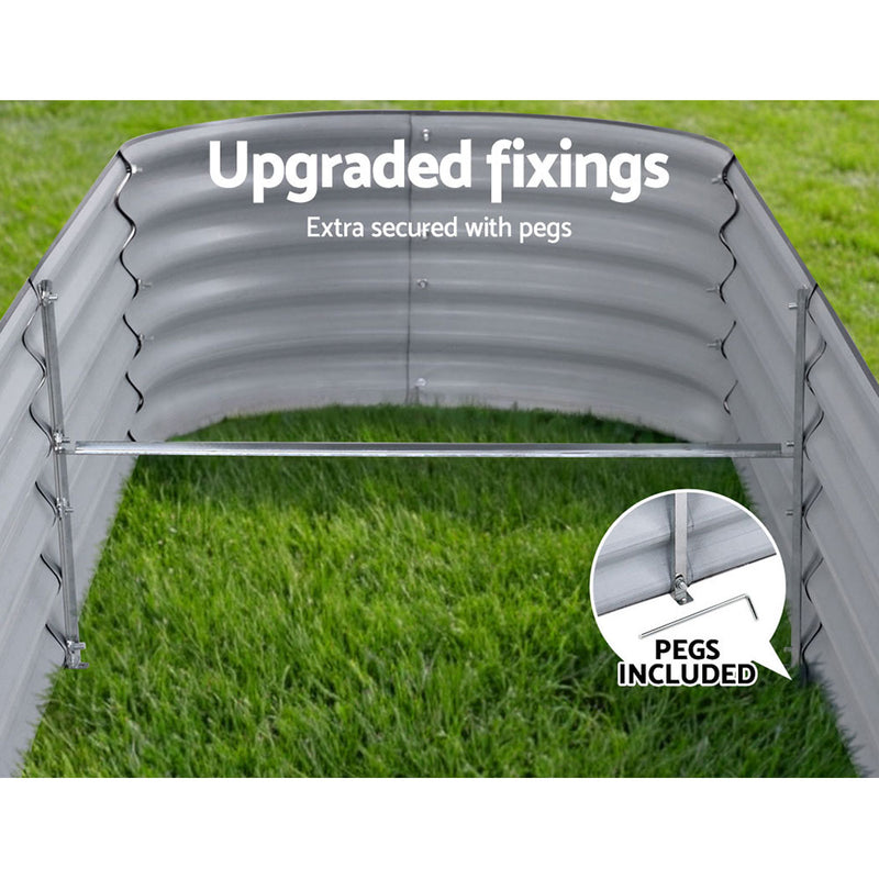 2x Raised  Garden Bed 240X80X42cm Oval Planter Box Container Galvanised