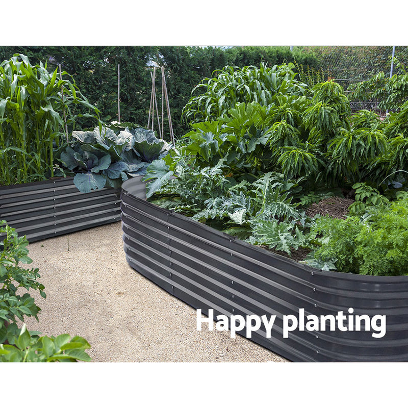 2x Raised  Garden Bed 240X80X42cm Oval Planter Box Container Galvanised