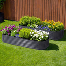 2x Raised  Garden Bed 240X80X42cm Oval Planter Box Container Galvanised