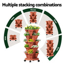Raised Garden Bed 5 Tier Vertical Garden Brick Red Strawberry Stackable Planters Herbs Petunias