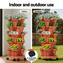 Raised Garden Bed 5 Tier Vertical Garden Brick Red Strawberry Stackable Planters Herbs Petunias