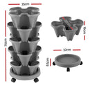 Raised Garden Bed 5 Tier Vertical Garden Grey Strawberry Stackable Planters Herbs Petunias