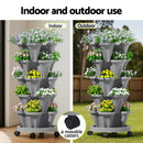 Raised Garden Bed 5 Tier Vertical Garden Grey Strawberry Stackable Planters Herbs Petunias