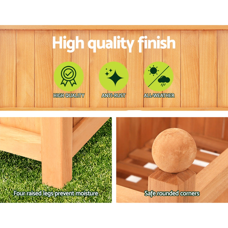Garden Bed Wooden 64x35x115cm Planter Raised Box Container Trellis