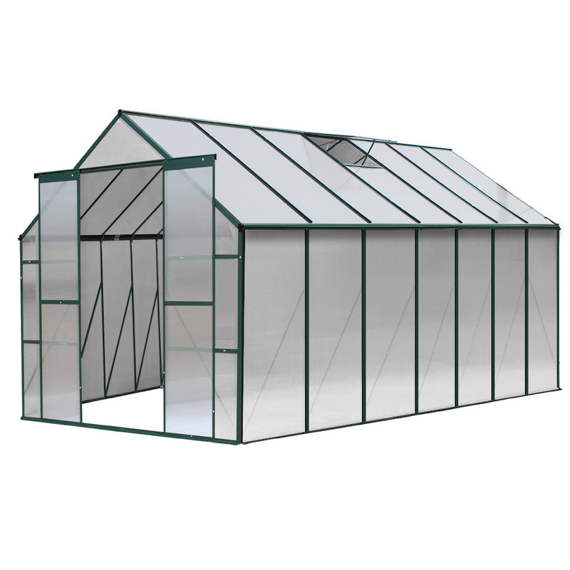 Greenhouse 4.43x2.44x2.15M Aluminium Polycarbonate Green House Garden Shed