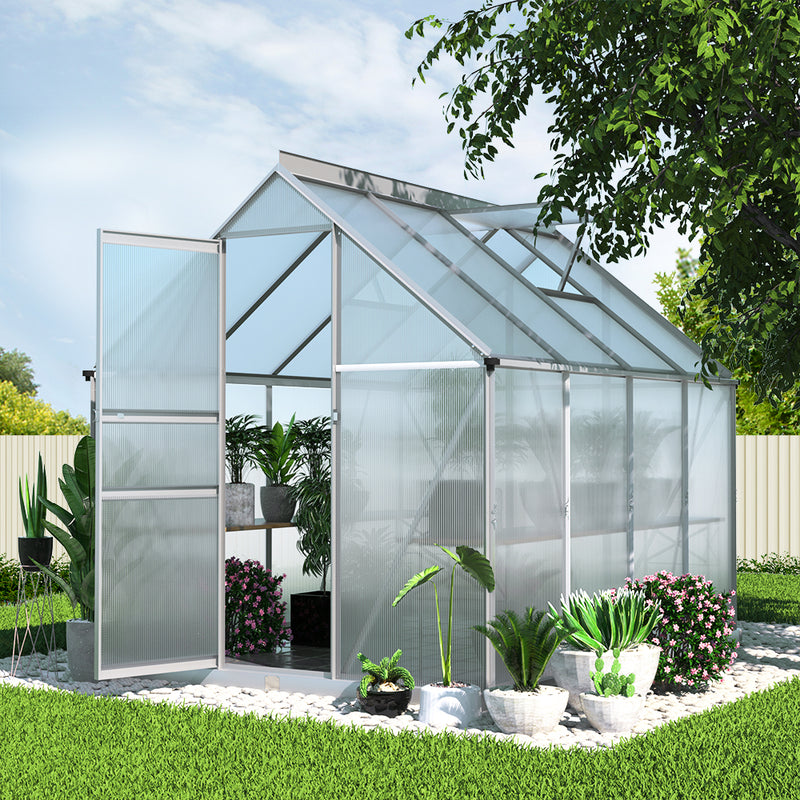 Greenhouse Aluminium Green House Polycarbonate Garden Shed 2.4x1.9M