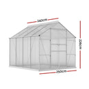 Greenhouse 2.42x2.5x2.26M Aluminium Double Doors Green House Garden Shed