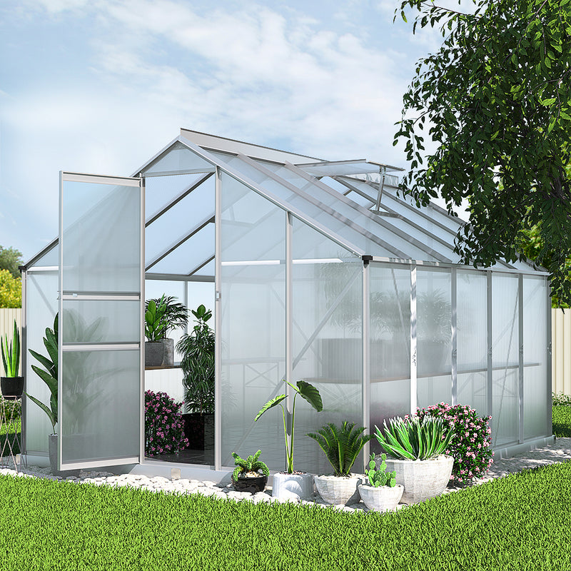 Greenhouse 3x2.5x1.95M Aluminium Polycarbonate Green House Garden Shed