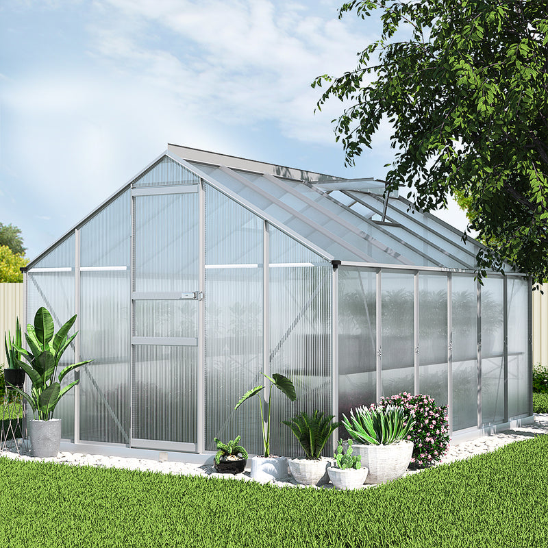 Greenhouse 3.6x2.5x1.95M Aluminium Polycarbonate Green House Garden Shed