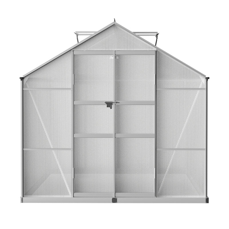 Greenhouse 3.7x2.5x2.26M Double Doors Aluminium Green House Garden Shed