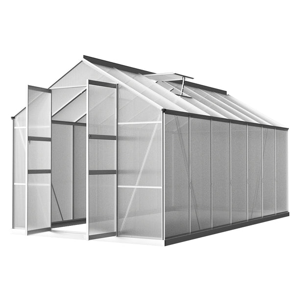 Greenhouse 4.1x2.5x2.26M Double Doors Aluminium Green House Garden Shed