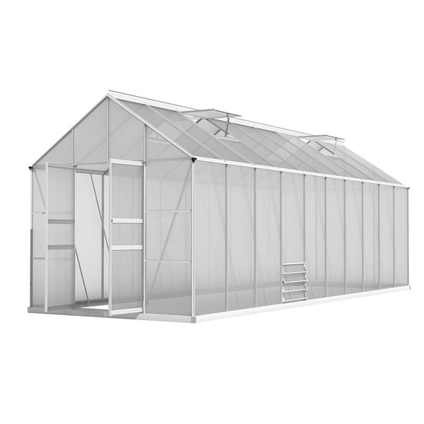 Greenhouse 6.03x2.44x2.68M Double Doors Aluminium Green House Garden Shed