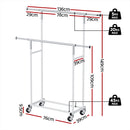 Artiss Clothes Rack Double Rod Airer Rail Coat Stand Adjustable Hanger