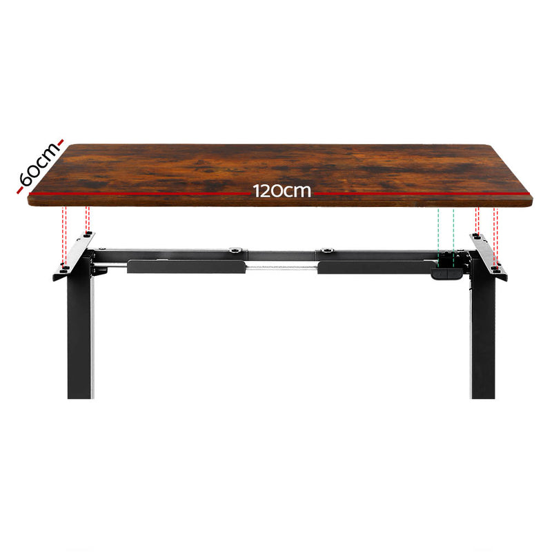 Standing Desk Motorised Rustic Brown 120CM