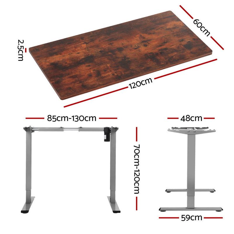 Standing Desk Motorised 120CM Rustic Brown