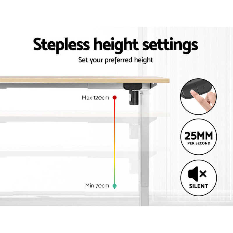 Standing Desk Motorised Sit Stand Desks White Oak 120CM