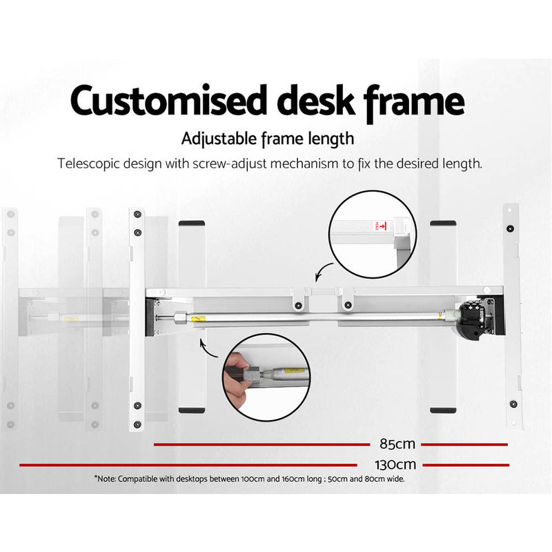 Standing Desk Motorised Sit Stand Desks White 140CM