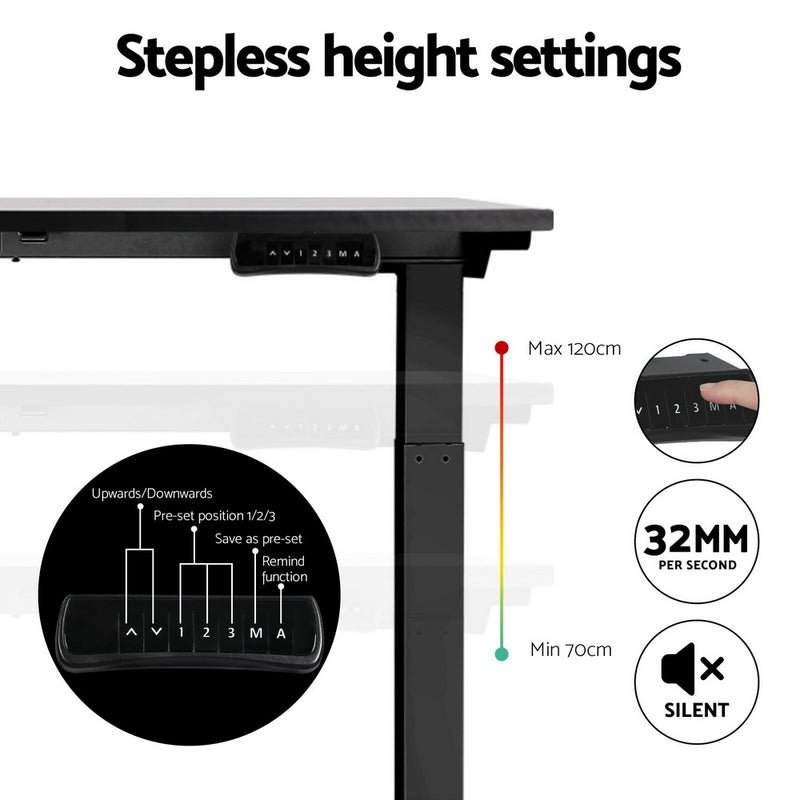 Standing Desk Motorised Dual Motor Black 120CM