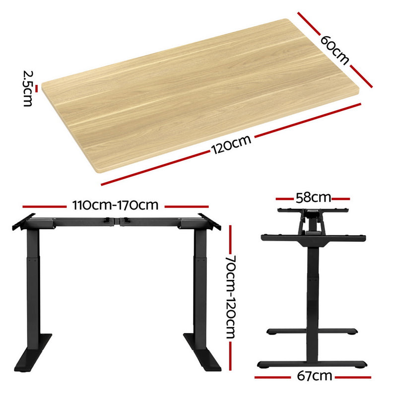 Standing Desk Motorised Dual Motor Oak 120CM