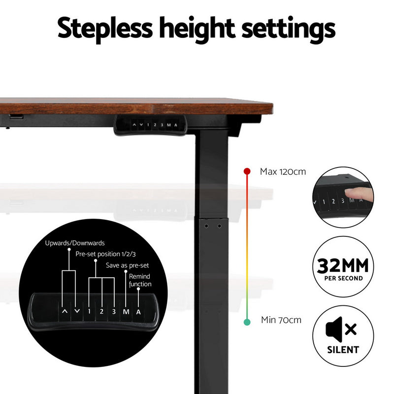 Standing Desk Motorised Dual Motor Rustic Brown 120CM